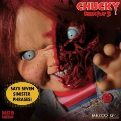 Child's Play 3 - Talking Pizza Face Chucky 15" Mega Figure By Mezco -Playworld Shop Child sPlay3TalkingChucky3