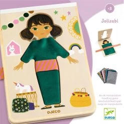 Djeco - Wooden Dressing Game - Fabric Dress Up Doll -Playworld Shop DJ1668boxgraphics
