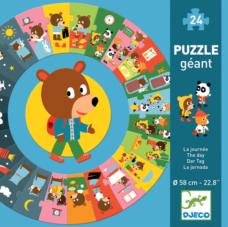 Djeco Puzzle - Giant Circle Through The Day 24pc 3+ 3 Djeco Puzzle - Giant Circle Through The Day 24pc 3+
