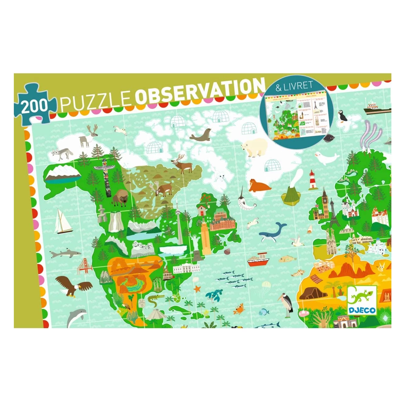 Djeco Puzzle Observation - Around The World 200pc 6+ 3 Djeco Puzzle Observation - Around The World 200pc 6+