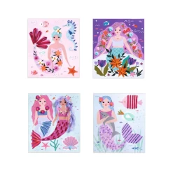 Djeco - Artistic Loops With Ribbons - Mermaids -Playworld Shop DjecoArtisticLoopsMermaids 4artcards