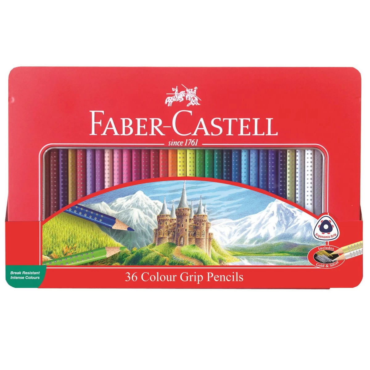 Faber-Castell 36 Colour Grip Pencils In Tin Box 3 Faber-Castell 36 Colour Grip Pencils In Tin Box
