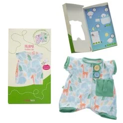 Rubens Barn Baby Doll Clothes - Pocket Friend Green Pyjamas -Playworld Shop Rubens Baby Baby Doll Green Pajama Set Pedagogical Story