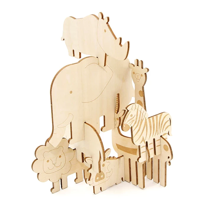 IncrediBuilds Jr. - Stackables Wooden Safari Animals Puzzle 4 IncrediBuilds Jr. - Stackables Wooden Safari Animals Puzzle - Image 2