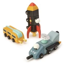 Tender Leaf - Space Race Magblocks Magnetic Wooden Blocks -Playworld Shop TL8342SpaceShuttlesMagBlocs