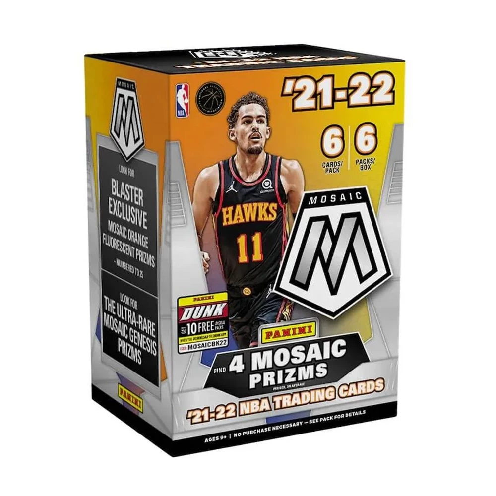 Panini 21-22 NBA Trading Cards ("4 Mosaic Prizms Per Box On Average") Sealed Box Of 6 Packs X 6 Cards 3 Panini 21-22 NBA Trading Cards ("4 Mosaic Prizms Per Box On Average") Sealed Box Of 6 Packs X 6 Cards